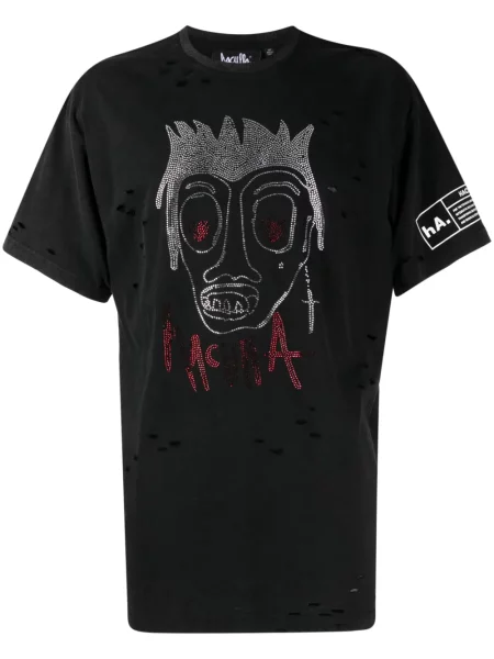 Tricou Haculla cu tepi cu motiv cu inimi negru