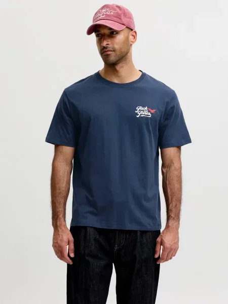 JACK & JONES Tričko JJLEGEND námornícka modrá / krvavo červená biela