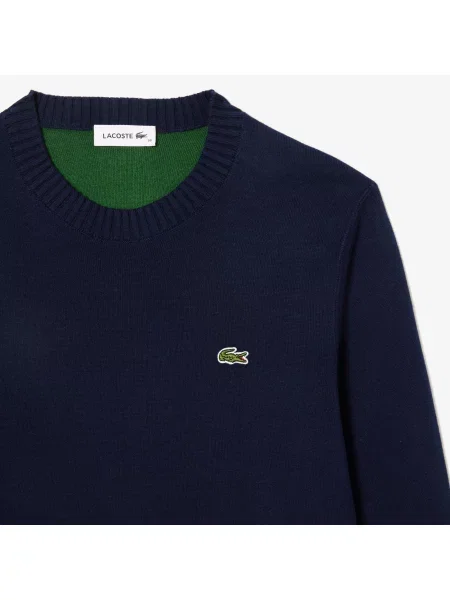 Lacoste Sweter Z Okrągłym Dekoltem granatowy