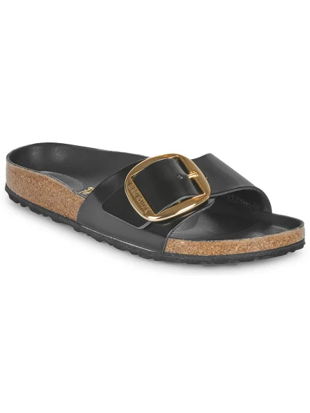 Kožené šľapky Birkenstock s prackou čierna