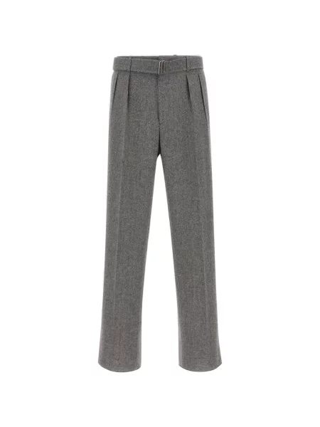 Pantaloni Tagliatore cu model herringbone gri