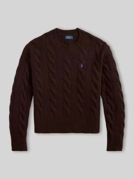 Sweter z dzianiny o kroju regular fit z mieszanki wełny i kaszmiru Polo Ralph Lauren brązowy