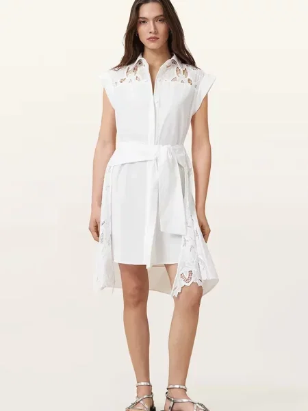 Obleka AllSaints ZOLA bela