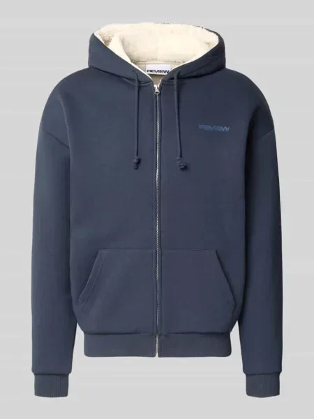 Bluza rozpinana o kroju regular fit z mieszanki bawełny z podszewką ze sztucznego kożuszka Review granatowa