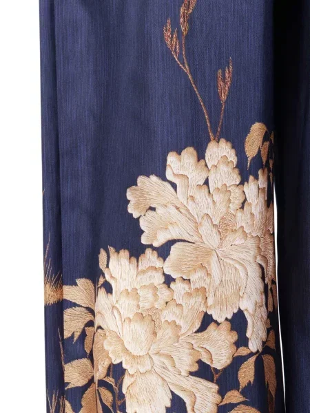 Pantaloni Max Mara cu model floral cu imagine albastru