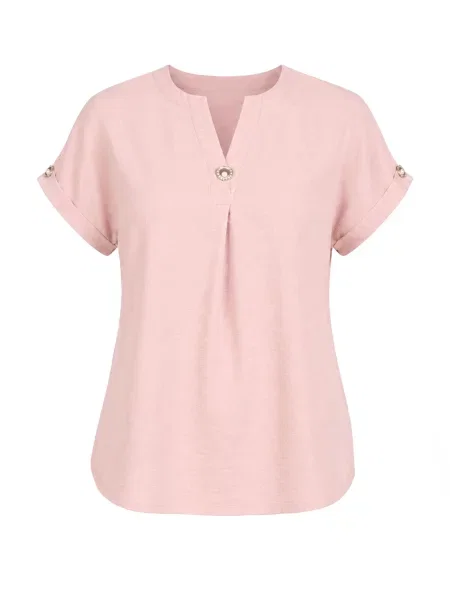 REGINA FASHION Blúzka Blouse with button svetloružová