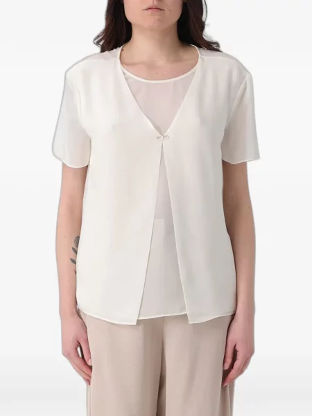 Scurt top Emporio Armani din șifon alb
