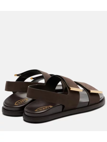 Sandale Tod's din piele de căprioară slingback maro