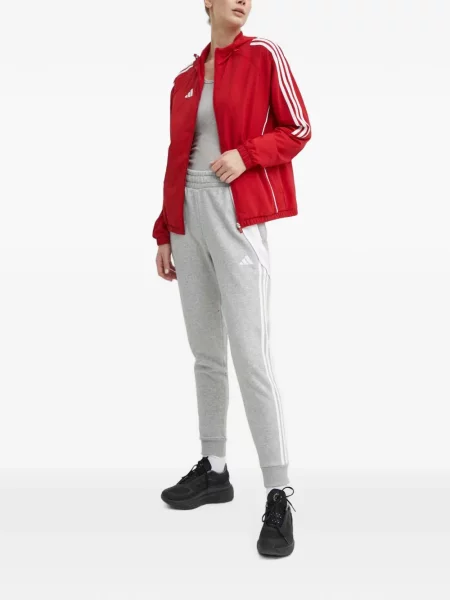 Ριγέ τρέξιμο μπλούζα Adidas από διχτυωτό κόκκινο