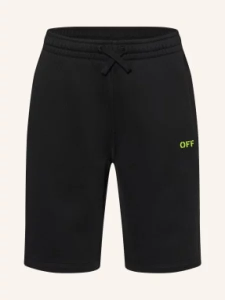 Off-White Mikrovlněné Šortky černá / neonově zelená bílé
