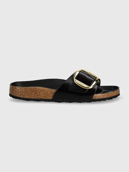 Kožené šľapky Birkenstock s prackou čierna