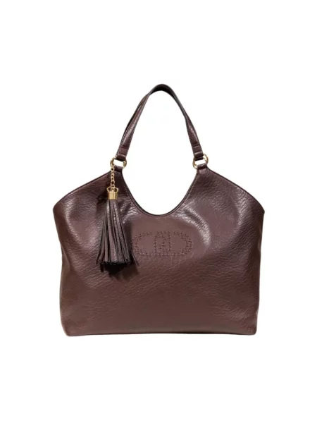 Duża torebka skórzana Liu Jo brązowa