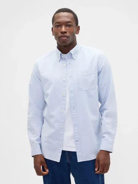 Cămașă Gap din țesătură twill albastru