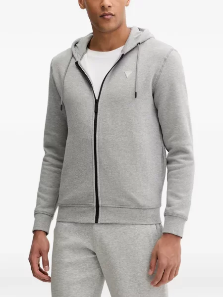 Majica s kapuljačom Guess s autogramom siva