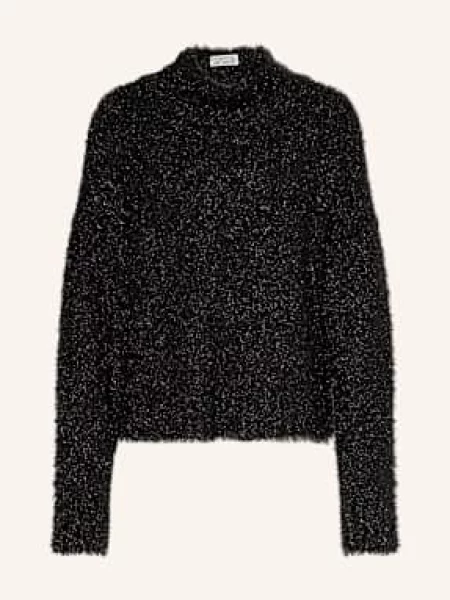 Essentiel Antwerp Sweter Istrana Z Błyszczącą Przędzą I Wiązaniem Pod Szyją schwarz czarny