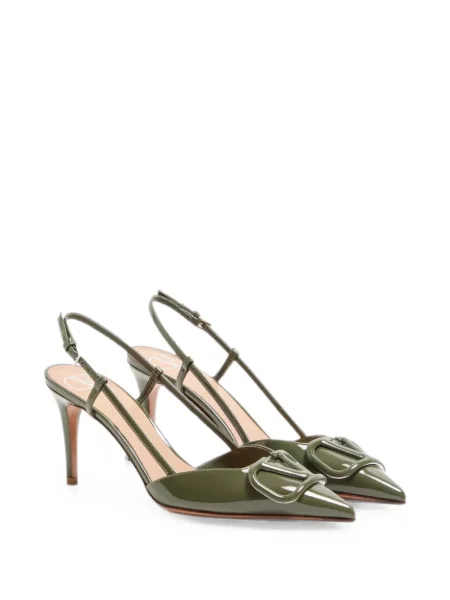 Pantofi cu toc Valentino Garavani din piele de lac slingback verde