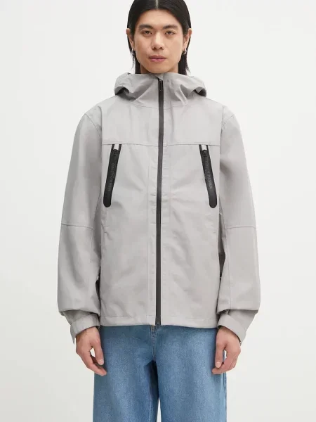 Daily Paper geacă de ploaie Kunle Rain Jacket de tranzitie gri