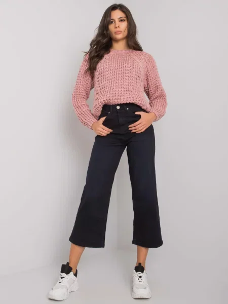 Pantaloni Fashionhunters cu talie înaltă negru