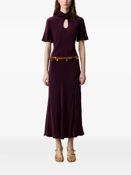 Gulerat rochie midi Claudie Pierlot cu volane violet