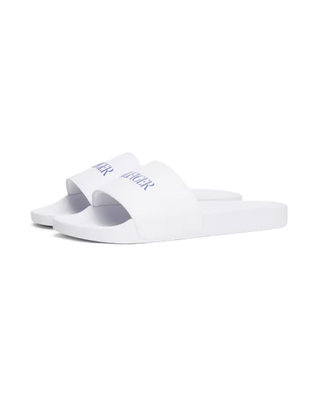 Saboți Tommy Hilfiger cu imagine alb