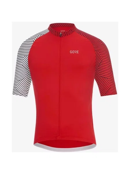 Koszulka rowerowa GOREWEAR C5 Optiline krótki rękaw czerwono-bialy S czerwona