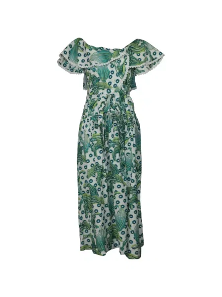 Rochie Temperley London cu model floral de costum verde
