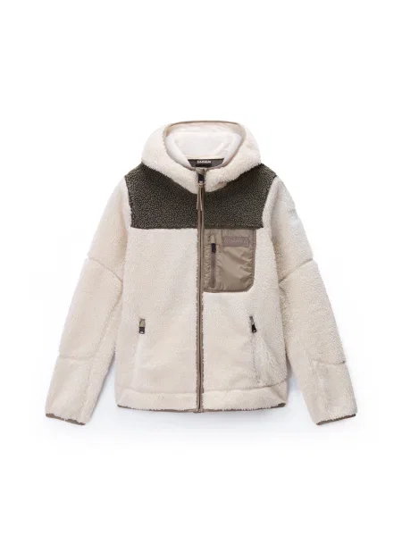 NAPAPIJRI Jachetă fleece Yupik crem / cămilă / ciocolatiu maro