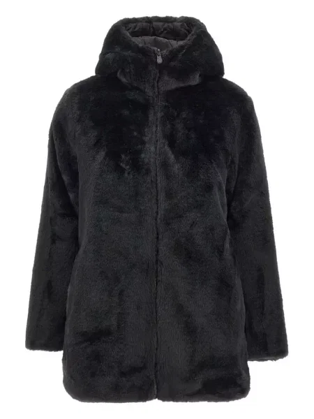 Sztuczne futro futro Save The Duck z kapturem czarne