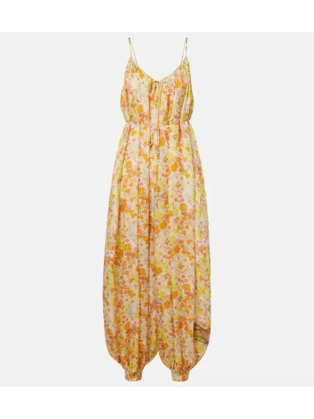 Salopetă Zimmermann de mătase cu model floral galben