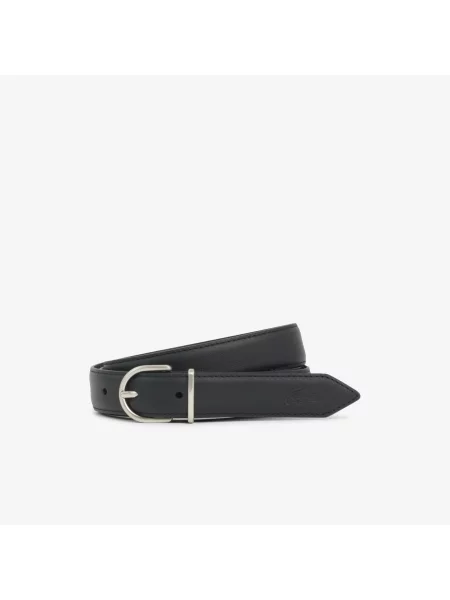 Lacoste Gładki Skórzany Pasek Crocodelle czarny