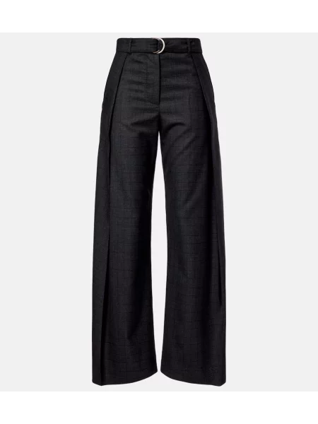 Pantaloni Loewe de lână în carouri gri