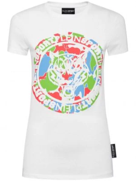 Tricou sport Plein Sport cu dungi de tigru alb