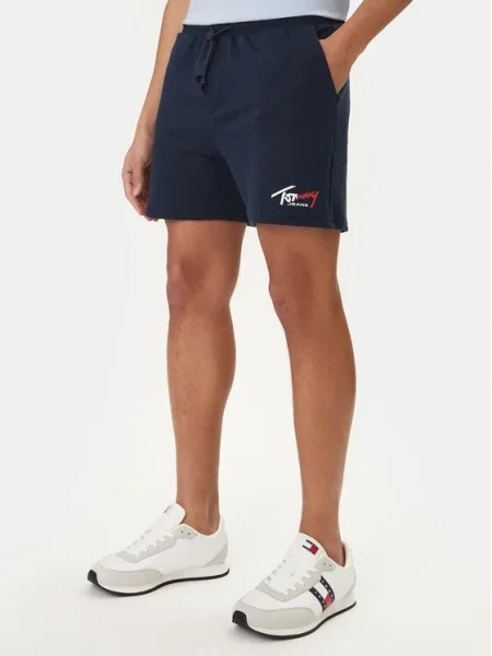 Tommy Jeans Pantaloni bleumarin / roșu intens alb