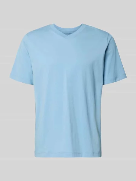 T-shirt z dekoltem w serek Schiesser błękitna