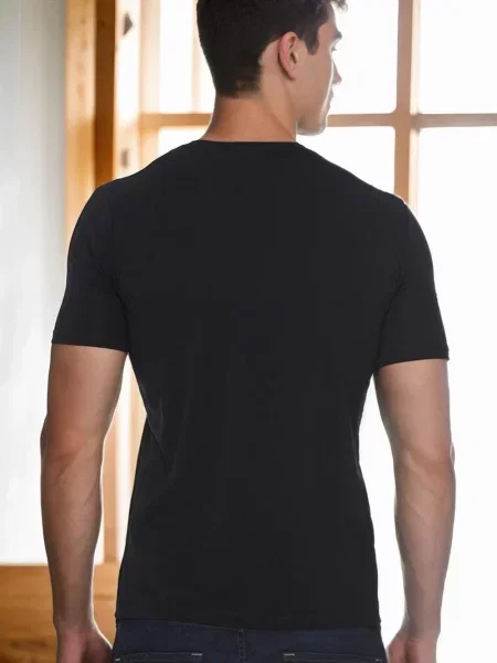 Tricou Dewberry cu decolteu în V negru