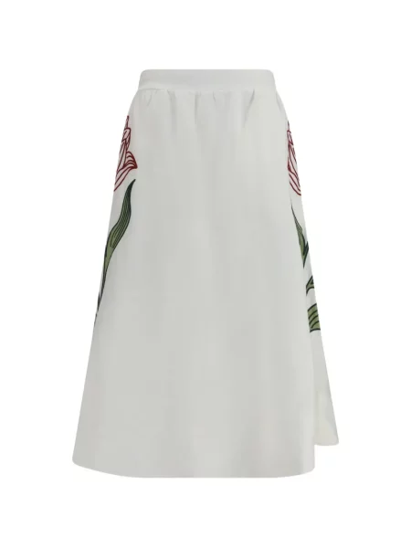 Fustă midi Farm Rio cu broderie cu model floral alb