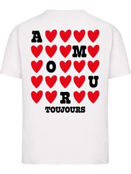 Miss Tee Tričko Amour Toujours Heart červená / čierna biela