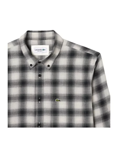 Koszula Lacoste w kratę flanelowa czarna