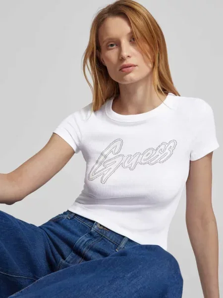 T-shirt z nadrukiem z logo Guess biała
