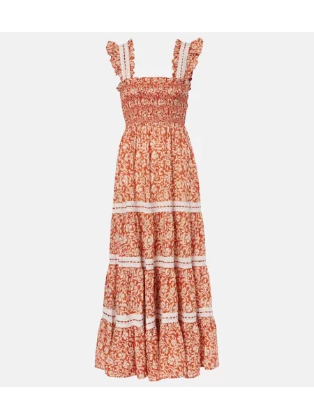 Rochie midi Rixo cu model floral până la genunchi de costum roșu