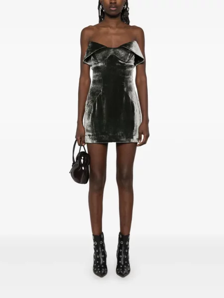 Rochie mini Mugler de catifea de costum gri