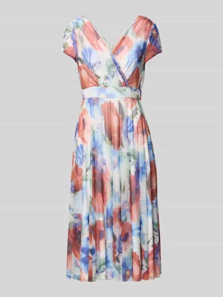 Sukienka koktajlowa z dekoltem w serek Vera Mont niebieska