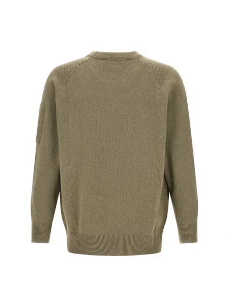 Sweter C.p. Company wełniany z okrągłym dekoltem zielony