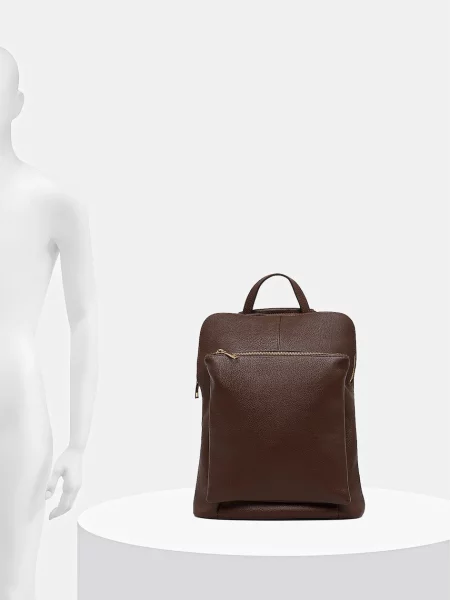 Кожаный однотонный большой рюкзак Answear.lab коричневый