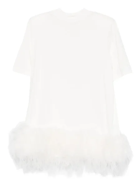 Mała sukienka mini The Attico w piórka garniturowa biała