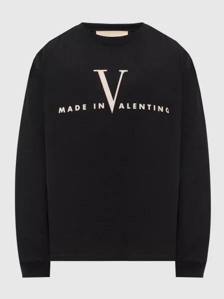 Лонгслів з принтом логотипа Valentino чорний