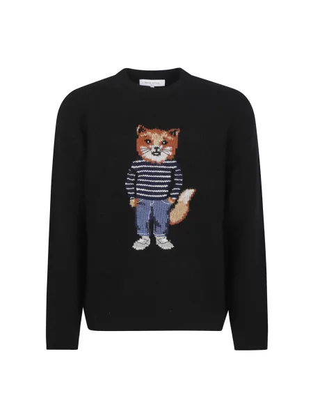 Sweter Maison Kitsune wełniany czarny