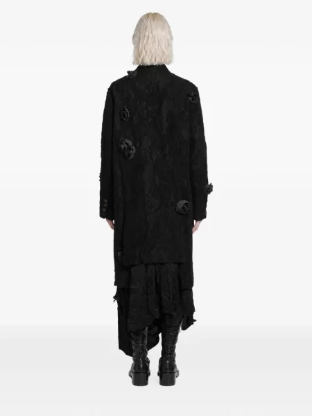 Palton Aleksandr Manamïs cu model floral din jacard negru