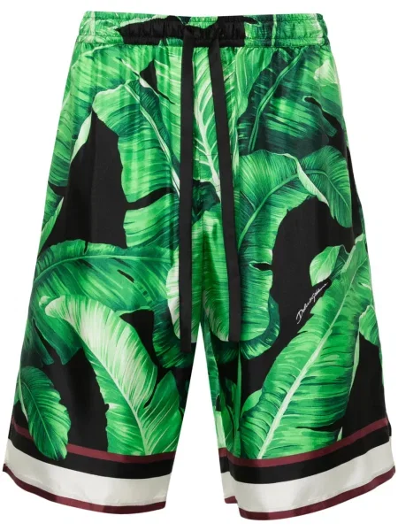 Pantaloni scurți Dolce & Gabbana de mătase cu imagine verde
