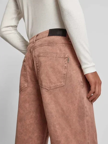 Jeansy o kroju baggy fit z 5 model ‘Leroy’ Woodbird beżowe
